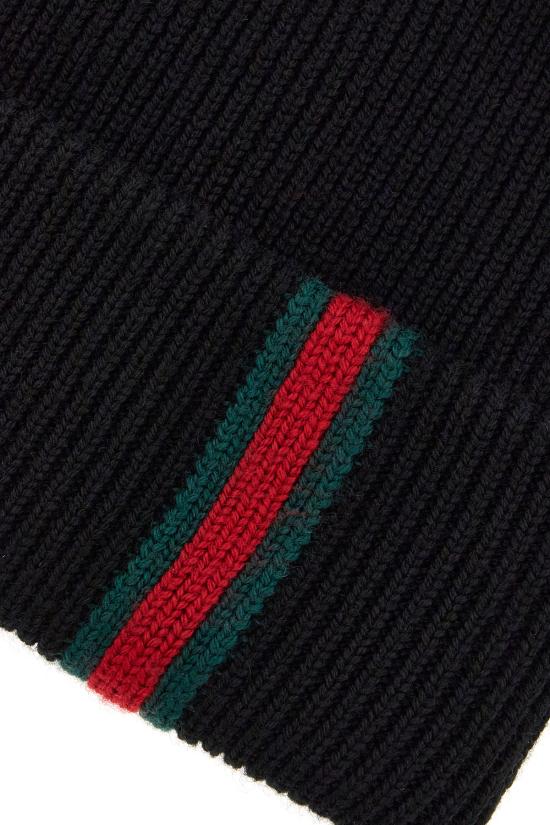 25FW 구찌 웹 디테일 울 비니 8341924G200 1000 BLACK - GUCCI