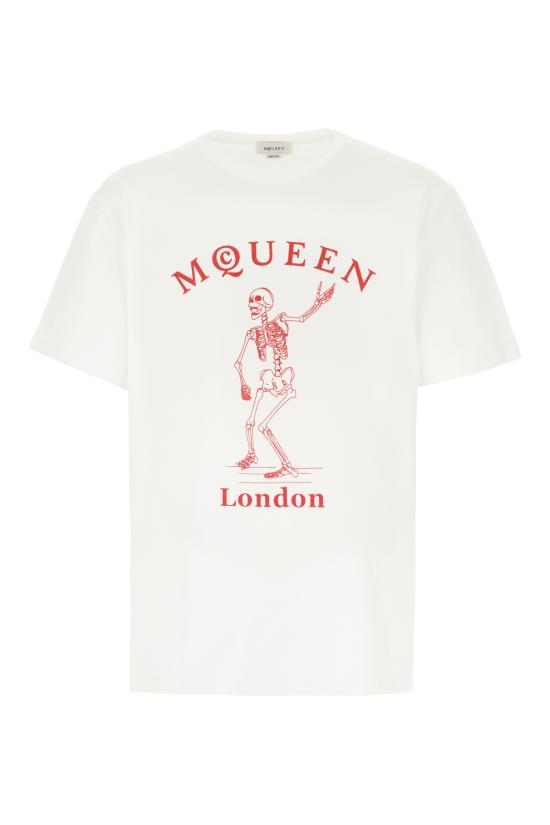 26SS 알렉산더 맥퀸 반팔 티셔츠 857152QTAEI 0908 WHITE RED