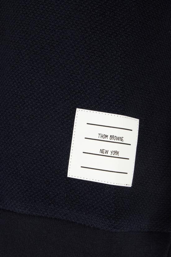 26SS 톰브라운 텍스처드 코튼 피케 4바 티셔츠 FJS222AJ0248 415 NAVY - THOM BROWNE