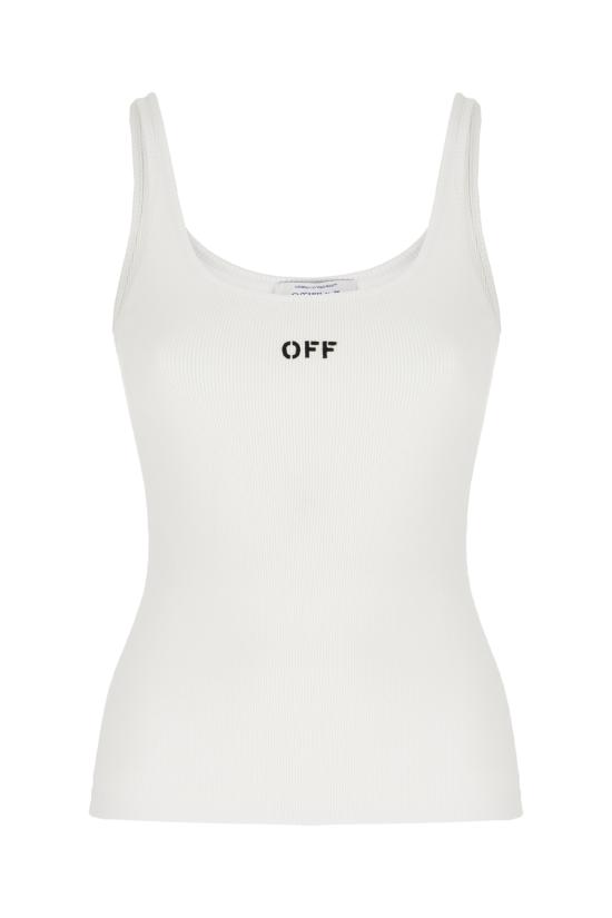 25FW 오프화이트 민소매 티셔츠 OWAD072C99JER002 0110 WHITE BLACK