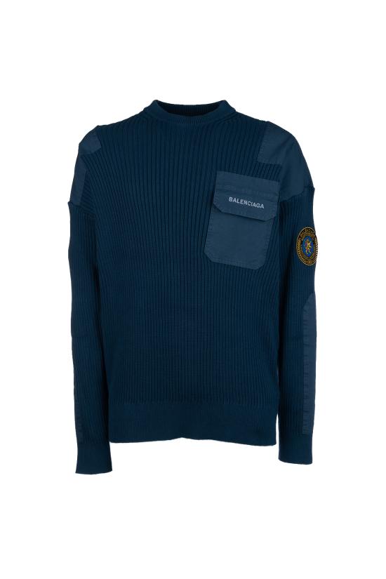 25FW 발렌시아가 플랩 포켓 니트 833238T3386 5002 DARK BLUE