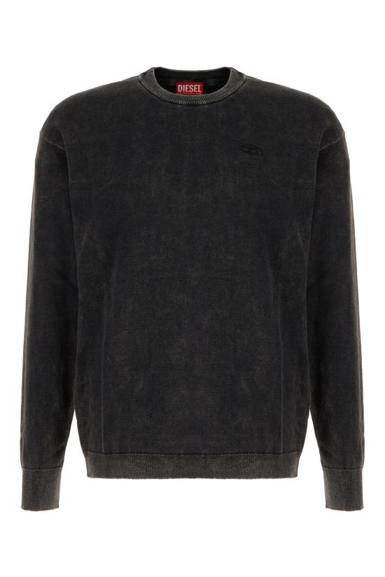 25FW 디젤 애시드 워싱 크루넥 스웨트셔츠 A218570QKBT 900 BLACK