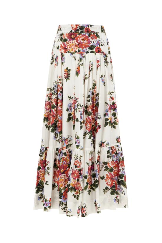 26SS 돌체앤가바나 롱 스커트 F4DC6THS5UU HA5ZO MAZZFIORI FBIANCO - DOLCE & GABBANA