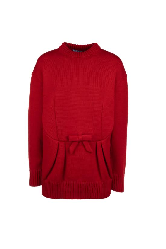 25FW 프라다 울 보우 가디건 P24V2P18JO F0011 Rosso