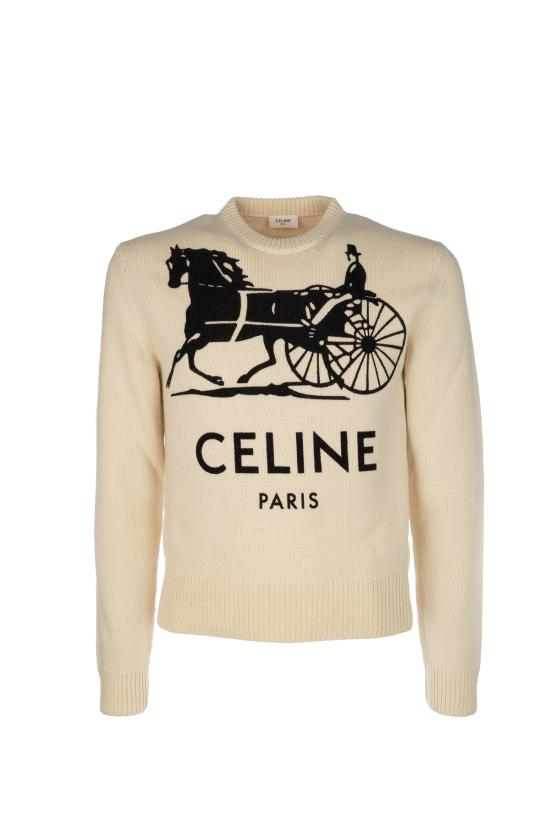 26SS 셀린느 캐시미어 크루넥 스웨터 RY0SV1261 01W1 WHITE BLACK1