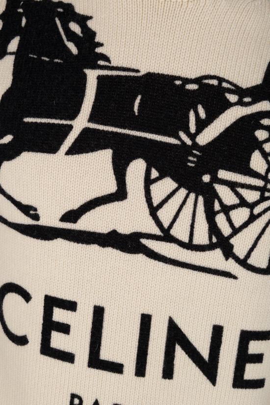 26SS 셀린느 캐시미어 크루넥 스웨터 RY0SV1261 01W1 WHITE BLACK1 - CELINE