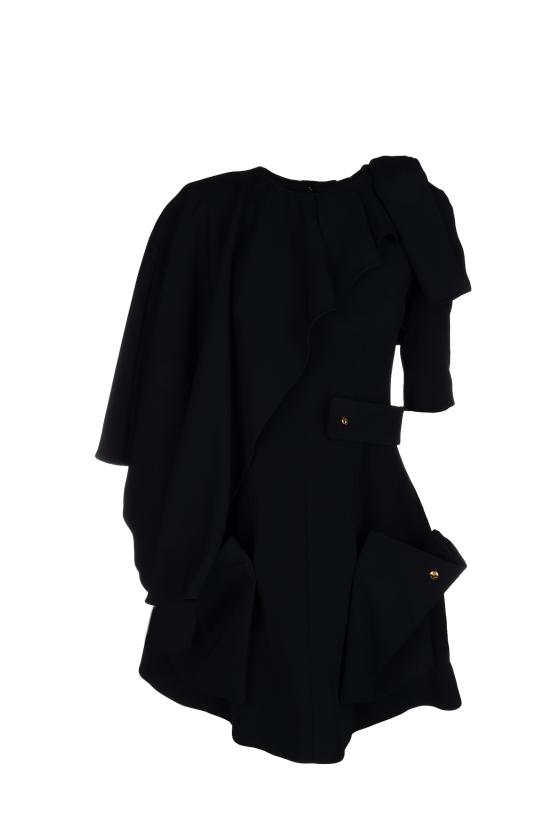 26SS 셀린느 비스코스 캐디 케이프 드레스 RR0J80T39 07MR NAVY