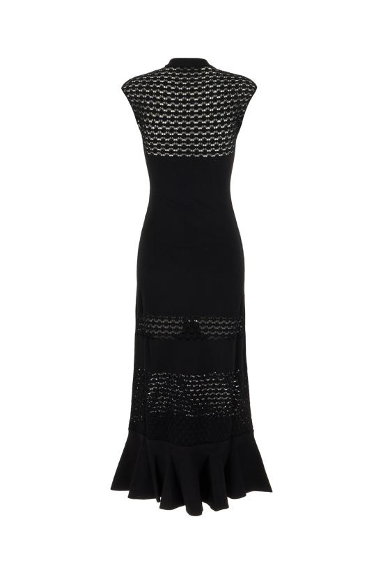 25FW 랑방 롱 원피스 RWDR0045K076H25K076 10 BLACK - LANVIN