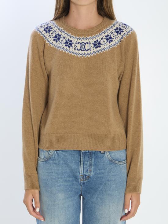 26SS 셀린느 페어 아일 캐시미어 크루넥 스웨터 RY0HM0N82 04FG BROWN