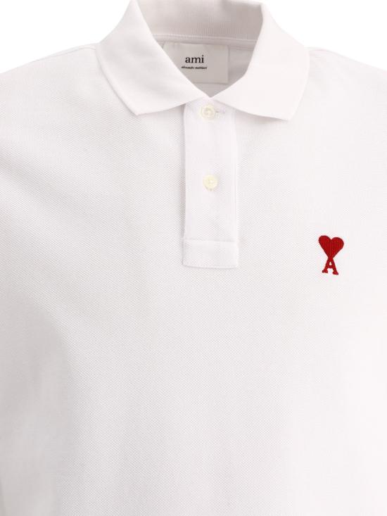  아미 스몰 하트 로고 폴로 셔츠 BFUPL001760100 WHITE - AMI