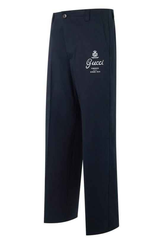 26SS 구찌 프린트 코튼 트윌 팬츠 854264ZAQH54440 blue - GUCCI