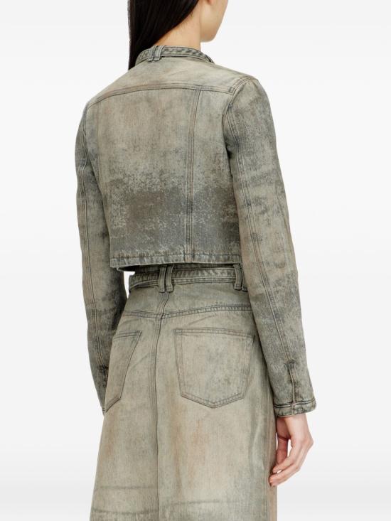 26SS 디젤 드-사픽스-Fsi1 크롭트 재킷 인 코튼-헴프 새틴 데님 A2376609P2402 BLACK - DIESEL