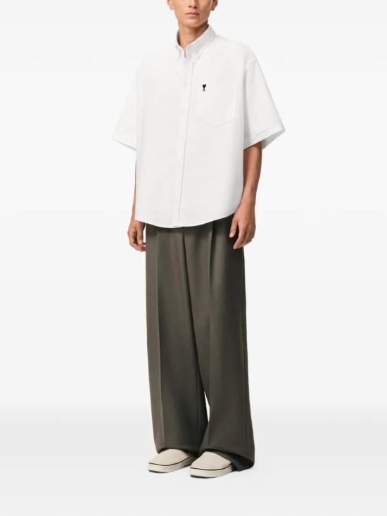 26SS 아미 코튼 박시 자수 아미 드 하트 HSH823CO0031 168 WHITE - AMI