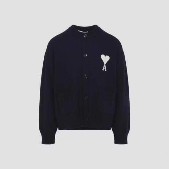26SS 아미 ADC 울 크루넥 하트 가디건 UKC381KN0156 A116 NAVY - AMI