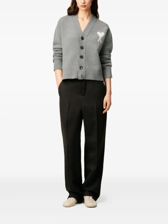 26SS 아미 빅 하트 로고 알파카 니트 가디건 UKC365KN0135 058 GREY - AMI