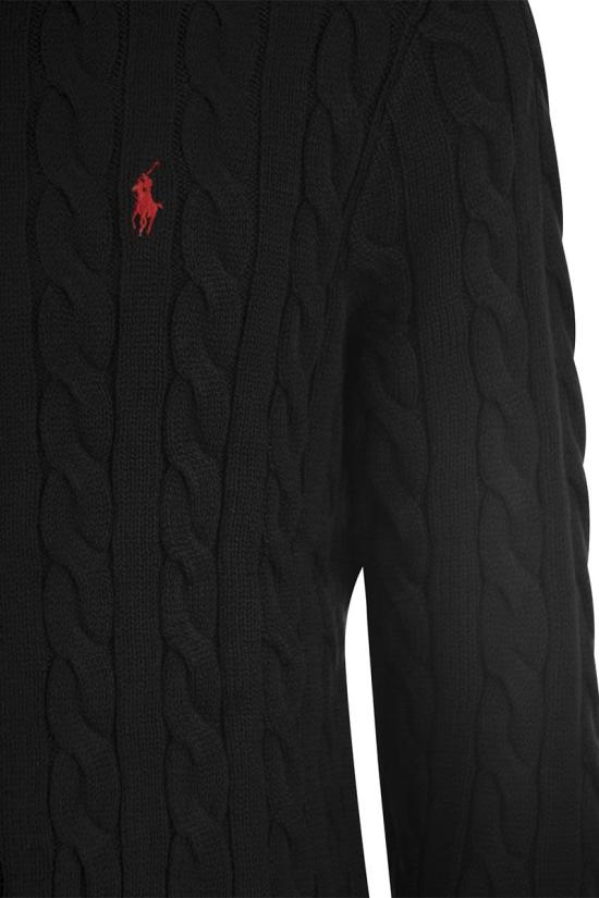 26SS 폴로 랄프로렌 로고 자수 케이블 니트 스웨터 710775885 012 BLACK - POLO RALPH LAUREN