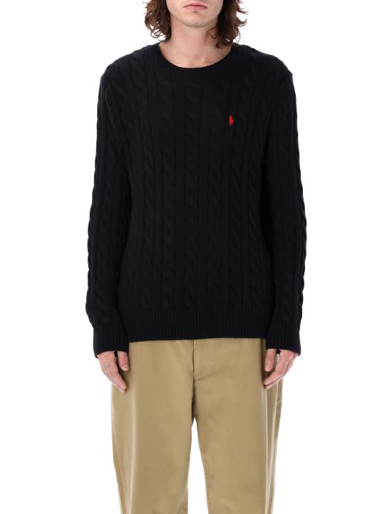 26SS 폴로 랄프로렌 로고 자수 케이블 니트 스웨터 710775885 012 BLACK