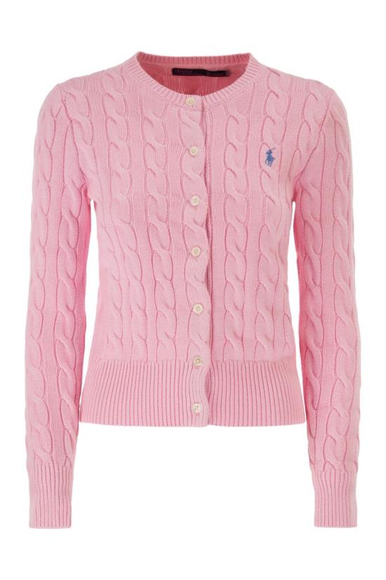 26SS 폴로 랄프로렌 폴로 자수 케이블 니트 가디건 211971868 010 CARMEL PINK