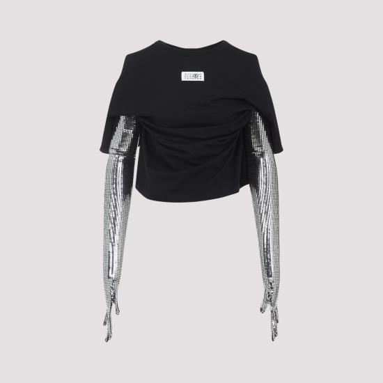 26SS MM6 메종마르지엘라 코튼 티셔츠 윗 글러브 S52GC0358M20170 900 BLACK - MM6 MAISON MARGIELA