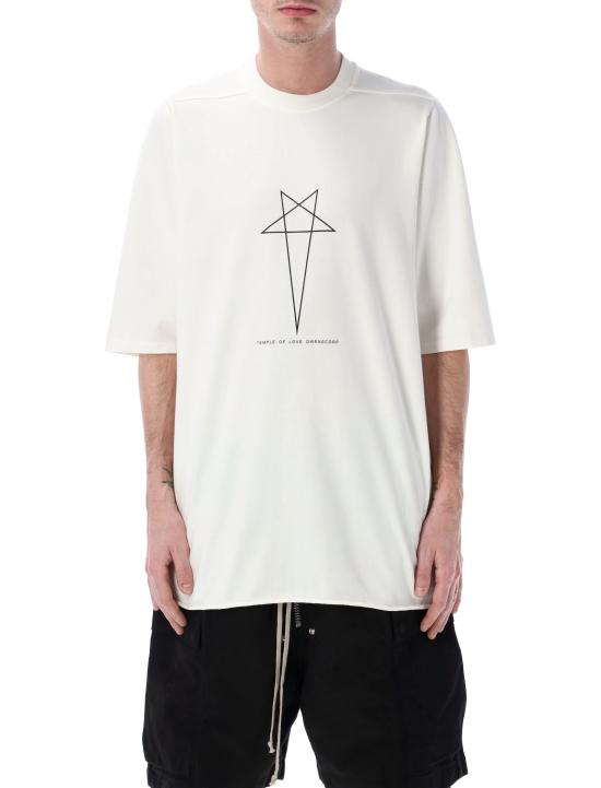 26SS 릭 오웬스 반팔 티셔츠 DU01F4274RIGEP3 1109 MILK BLACK