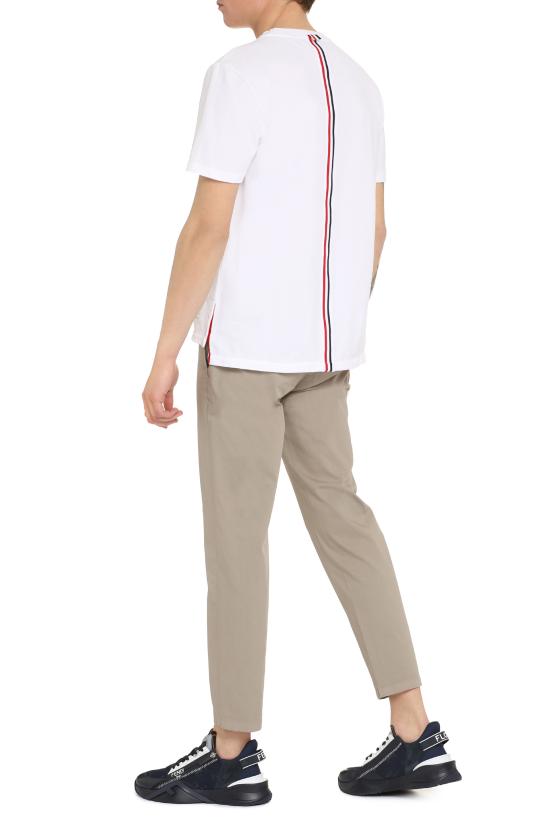 26SS 톰브라운 피케 센터 백 스트라이프 릴렉스 핏 티셔츠 MJS056A00050 100 WHITE - THOM BROWNE