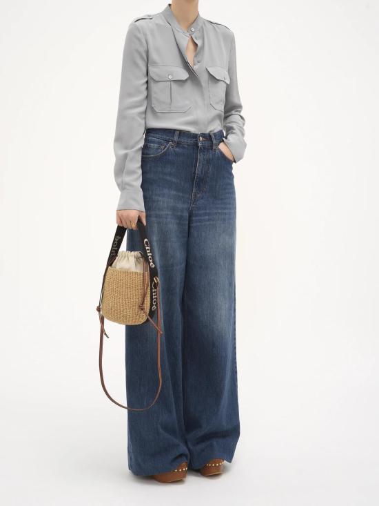 26SS 끌로에 우디 스몰 바스켓백 CHC23AS381L18 915 BLACK BEIGE - CHLOE