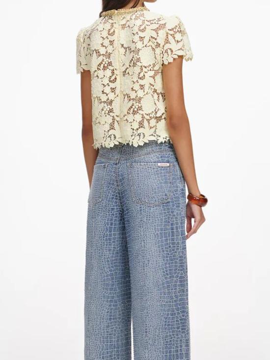 26SS 셀프 포트레이트 반팔 티셔츠 SS26096TAY YELLOW - SELF PORTRAIT