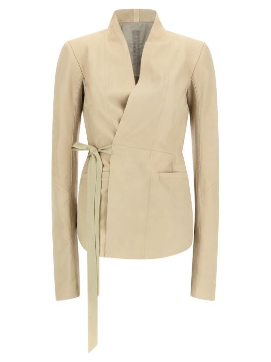 26SS 릭 오웬스 가죽 자켓 RP01F6749LBF138 Beige