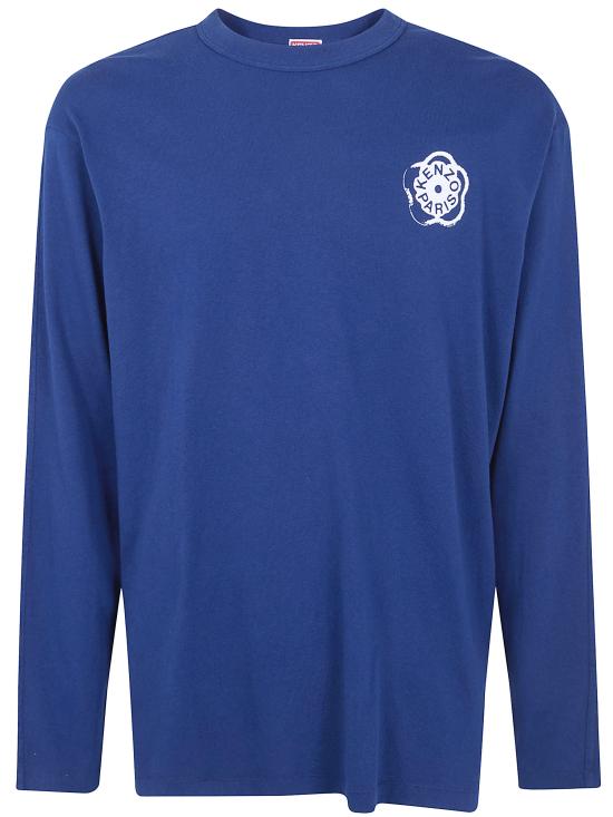 26SS 겐조 긴팔 티셔츠 FG55TL3024SK 75 SINGLE JERSEY DEEP SEA BLUE - KENZO