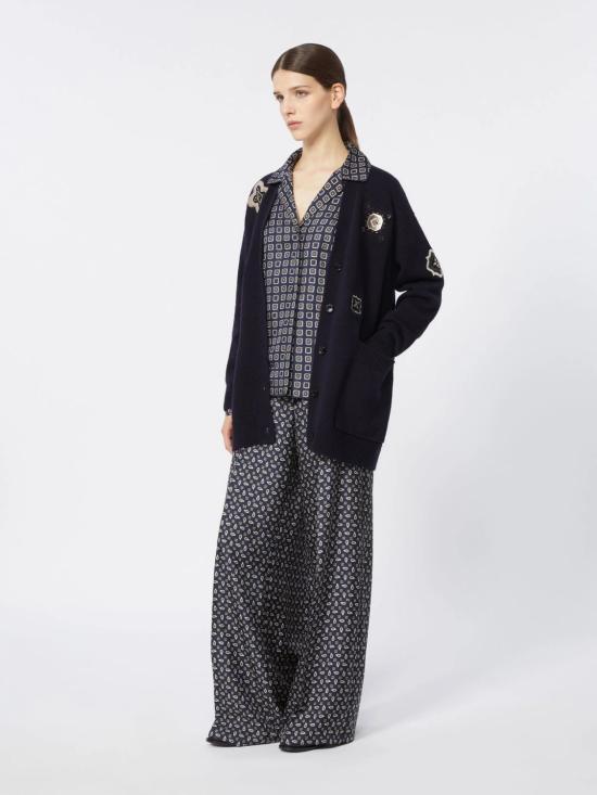 26SS 막스마라 스트레이트 팬츠 2611131131600 001 AZUL MARINO ESTAMPADO CACHEMIRE - MAX MARA