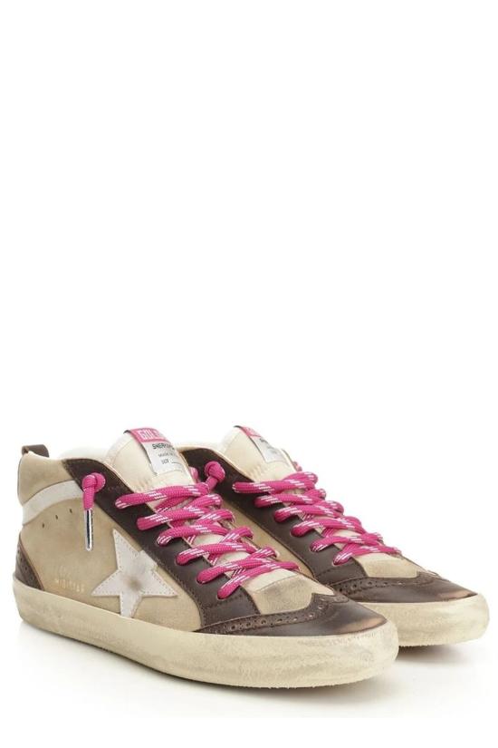 26SS 골든구스 미드 스타 스니커즈 GWF00122F008099 55639 BROWN BEIGE WHITE - GOLDEN GOOSE