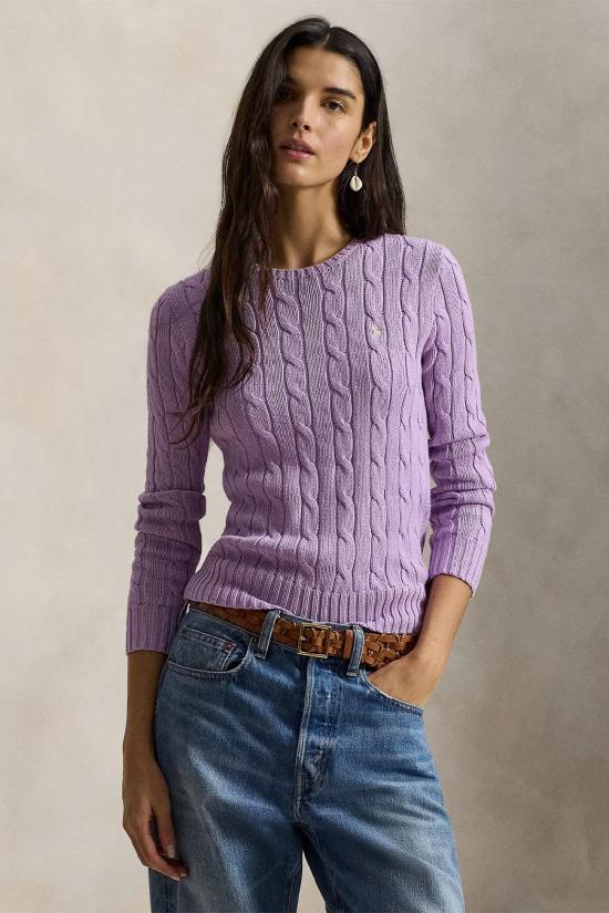 26SS 폴로 랄프로렌 포니 로고 피마코튼 케이블 니트 스웨터 211971869505 Pink - POLO RALPH LAUREN