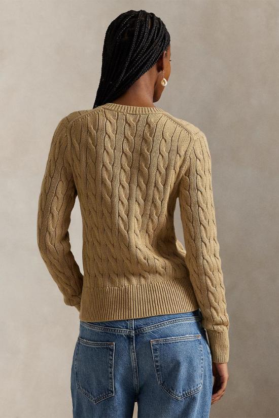 26SS 폴로 랄프로렌 폴로 자수 케이블 니트 가디건 211971868502 Kaki - POLO RALPH LAUREN