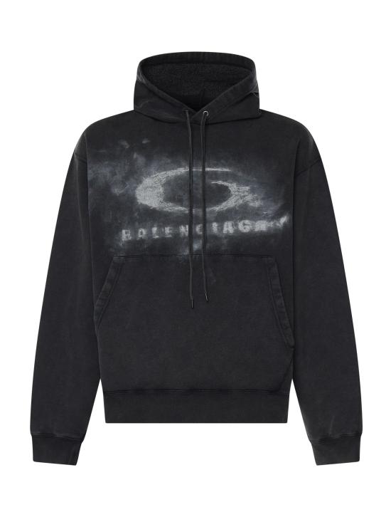 26SS 발렌시아가 워시드 크레용 루프 오버사이즈 후드티셔츠 858143 TTVN69034 Black