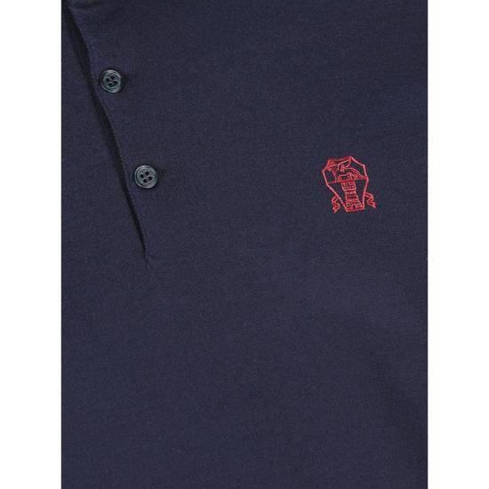 26SS 브루넬로 쿠치넬리 로고 경량 코튼 니트 폴로 셔츠 M29800195CW425 BLUE DOM - BRUNELLO CUCINELLI
