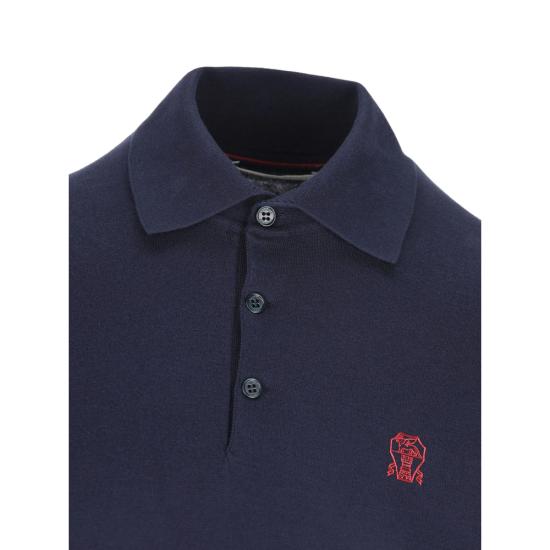 26SS 브루넬로 쿠치넬리 로고 경량 코튼 니트 폴로 셔츠 M29800195CW425 BLUE DOM - BRUNELLO CUCINELLI