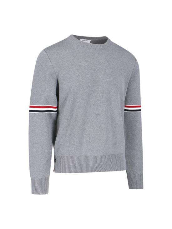 26SS 톰브라운 자카드 RWB 암밴드 니트 MKA326A Y3001055 Grey - THOM BROWNE