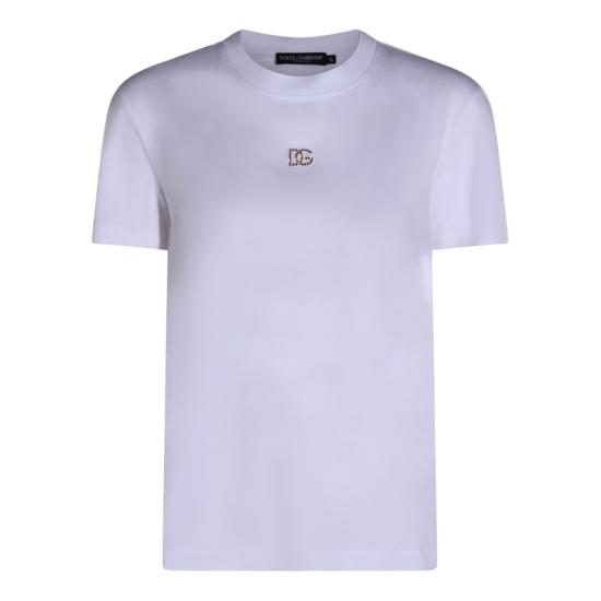 26SS 돌체앤가바나 DG 자수 & 라인스톤 저지 티셔츠 F8V42ZGDDL7W0800 White