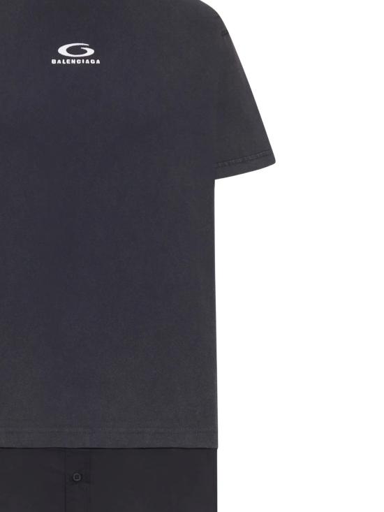 26SS 발렌시아가 미디 원피스 858621 TTVU29374 BLACK WASHED WHITE - BALENCIAGA