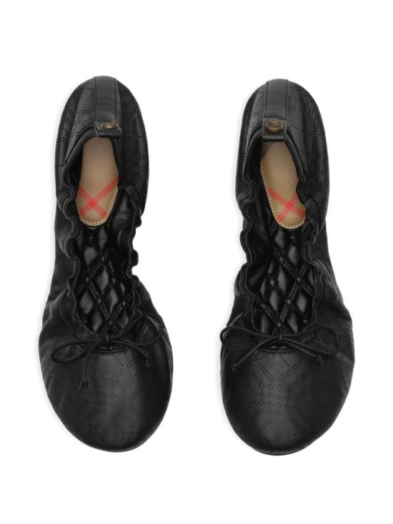 26SS 버버리 체크 레더 폰 발레리나 8121096 X Black - BURBERRY