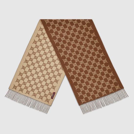 26SS 구찌 GG 캐시미어 스카프 8123173GAC0 2379 Brown - GUCCI