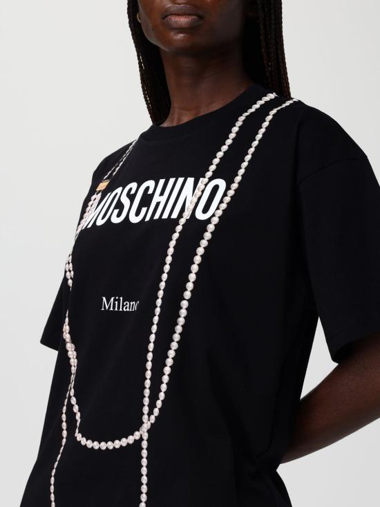 26SS 모스키노 반팔 티셔츠 7180541 1555 Black - MOSCHINO