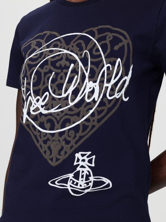 26SS 비비안웨스트우드 반팔 티셔츠 3G01005DJ001M K410 Blue - VIVIENNE WESTWOOD