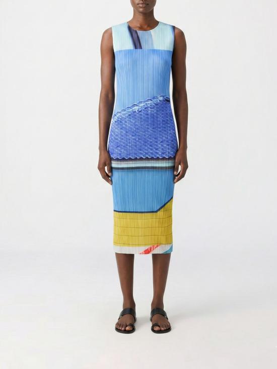 26SS 플리츠플리즈 롱 원피스 PP66JH676 07 Blue