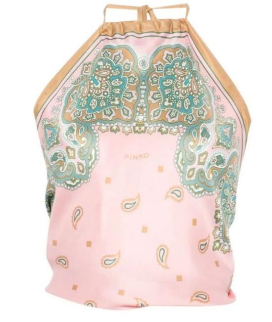 26SS 핑코 긴팔 티셔츠 106732 A38GNL4 Rosa bruciato