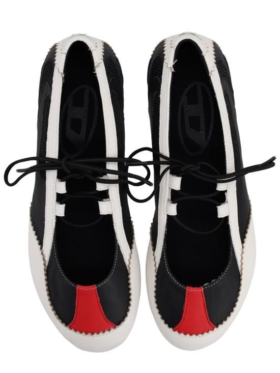 26SS 디젤 D-마일 레이스업 레더 앤 메쉬 발레 플랫 Y03856 P7477H1532 MULTICOLOUR - DIESEL