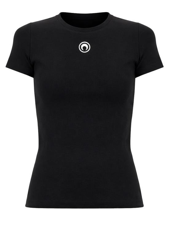 26SS 마린세르 문 로고 저지 베이비핏 티셔츠 WTT012A CJER0008BK99 BLACK