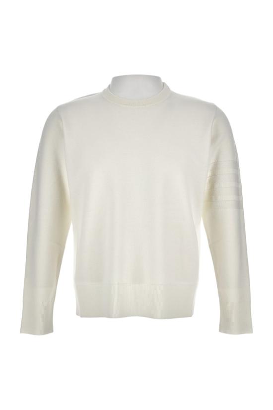 25FW 톰브라운 메리노 울 더블 페이스 사선 크루넥 풀오버 MKA566AY1055100 White