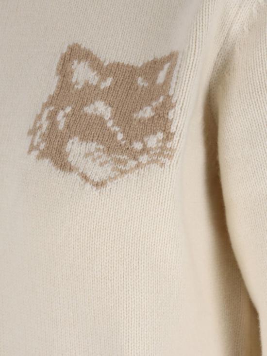 25FW 메종키츠네 폭스 헤드 인타르시아 메리노 스웨터 NW00808KM03290395 White - MAISON KITSUNE