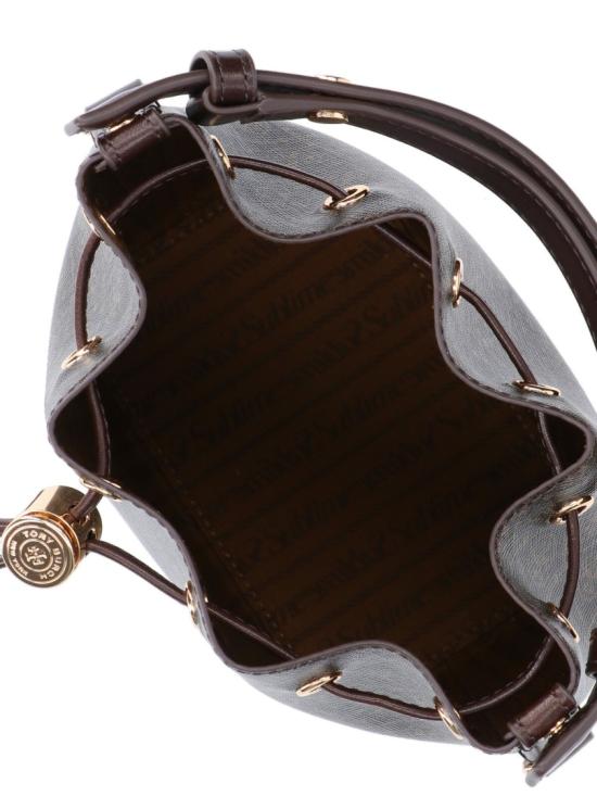 26SS 토리버치 T 모노그램 코티드 캔버스 버킷백 164889200 Brown - TORY BURCH